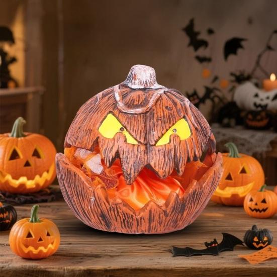 Halloween Pumpkin Light Extendable Talking Pumpkin Lantern Scary Mouth Open Pumpkin Decoration with Lights And Sound for Porch Patio Decor