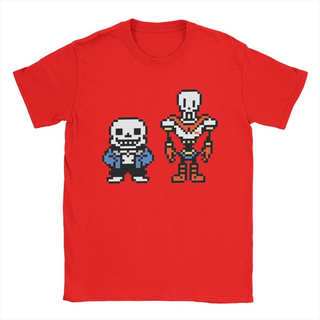 Men Undertale Sans And Papyrus T Shirt Game Pure Cotton Clothes Casual Short Sleeve Crewneck Tees Plus Size T-Shirt