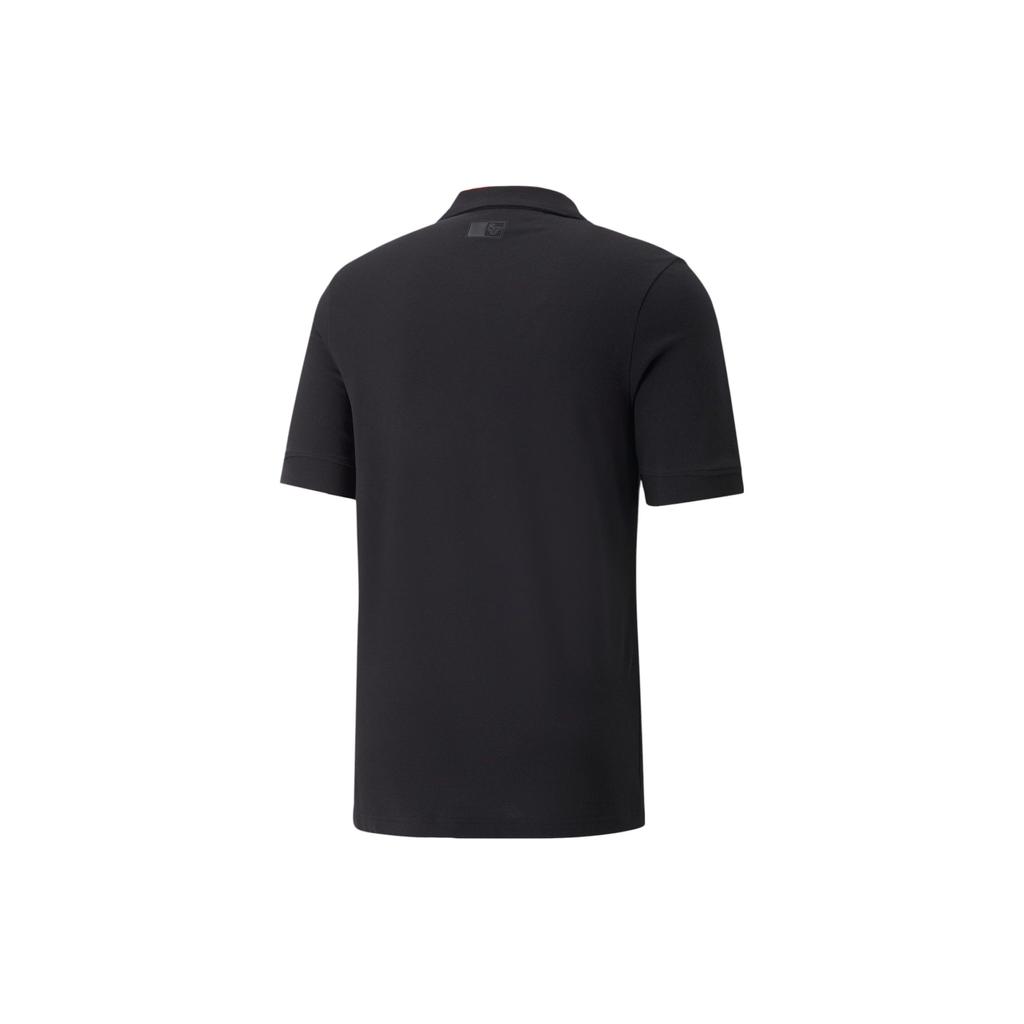 Puma Color Block Trim Logo Print Half Zip Short Sleeve Polo Shirt Men tops Black 533747-01