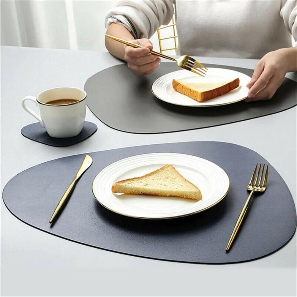 Dreieck Leder Tischset Küche Esstisch Matten Steak Pad Nicht-slipisolierung Pads Hotel Restaurant Home Decor