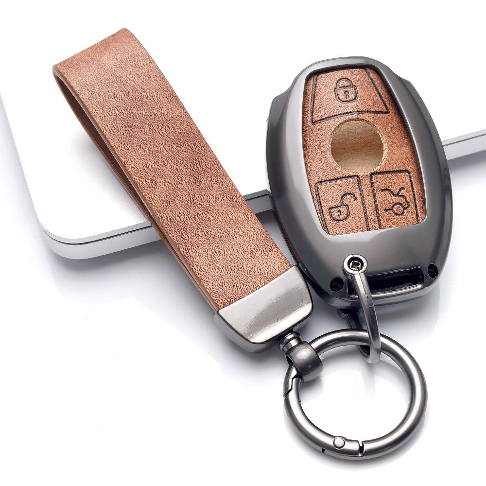 Zinc Alloy Leather Car Samrt Key Fob Case Cover For Mercedes Benz A B C E S G Class W204 W205 W212 W213 W176 W177 Glc Cla Amg