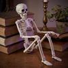 Compact Halloween Figurines for Tables Realistic Skeleton Figure, 40cm Posable Joints Hanging Skull Decoration, Lightweight Props Indoor Displays
