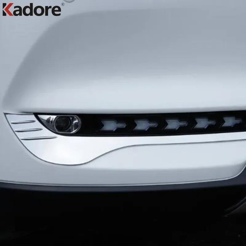 For Mazda CX-5 KF 2017- CX-8 2017- Chrome Front Fog Light Lamp Eyebrow Cover Trim Foglight Eyelid Strip Car Accessories
