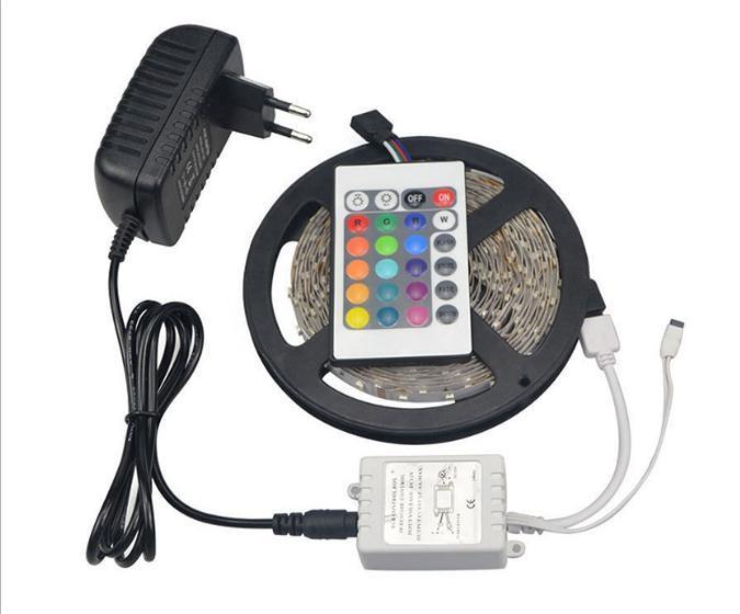 12v 3528rgb Led Tape With Mini Remote Controller Nonwaterproof Bright Lighting For Tv Background Decoration