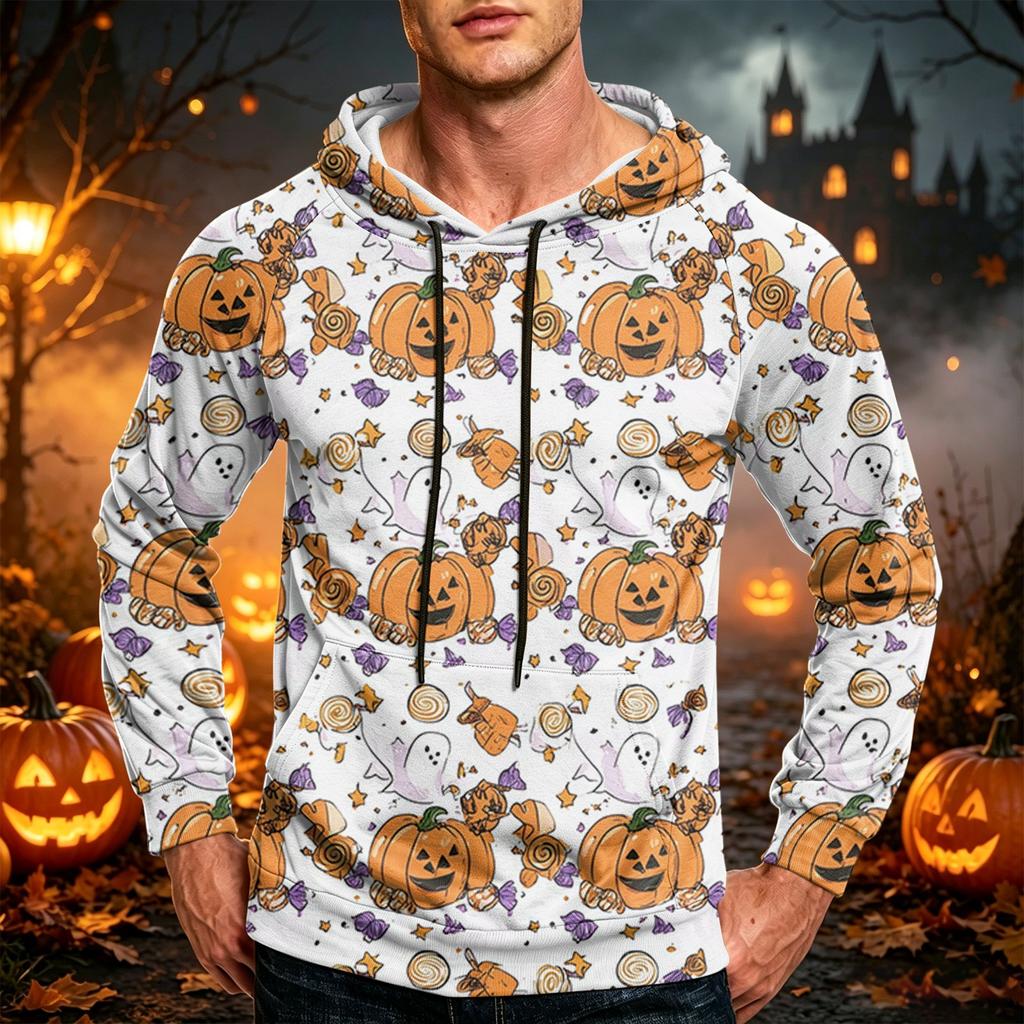 Men's Loose Fit Graphic Pullover Hoodie with Pocket and Drawstring Casual Sweatshirt