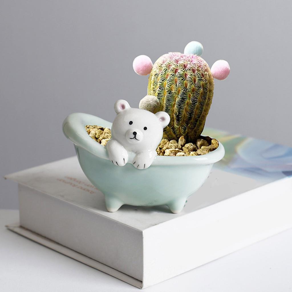 Ceramic Fleshy Plant Pot Pig/Bear Planter Plant Flowerpot Ornament for Fleshy Plant Cactuses Container for Home Balcony