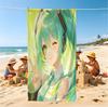 Hatsune Miku Anime Beach Towel, Quick Dry Absorbent Towel, Fresh Green Anime Towel for Beach Swimming, Summer Gift