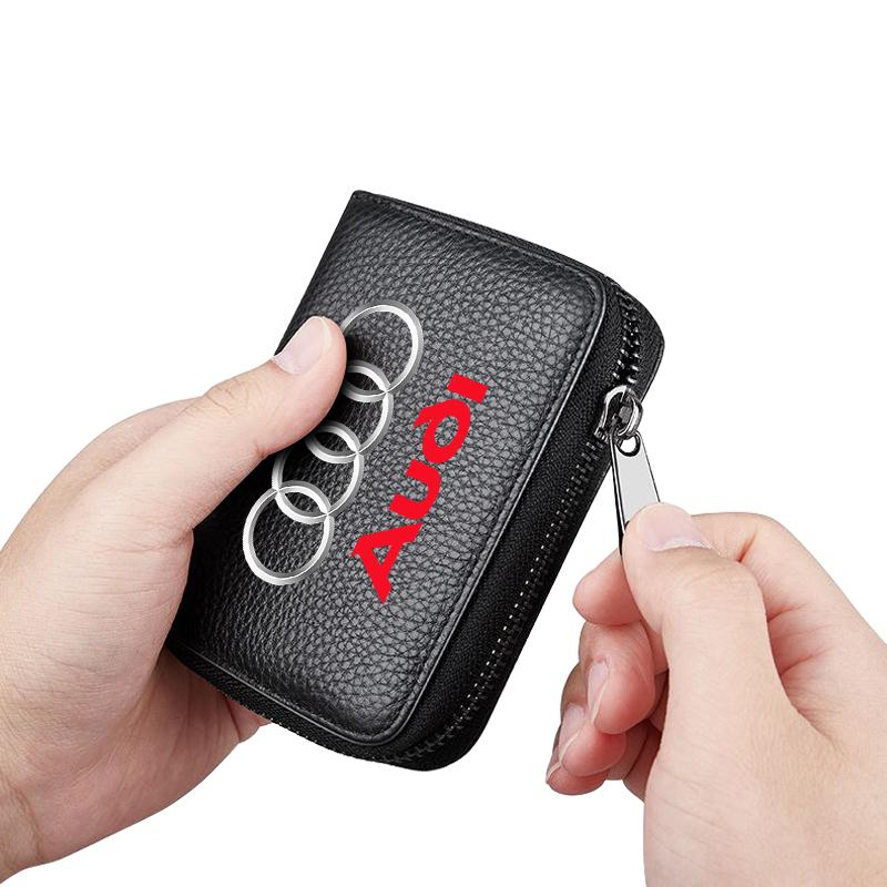 Leather Car Driver's License ID Card Bank Card Wallet Car Styling For Audi TT Q3 Q5 Q7 Q8 B5 B6 B7 B8 B9 Q7 8P 8V 8L A3 A4 A5 A6 A7 A8 8L R8