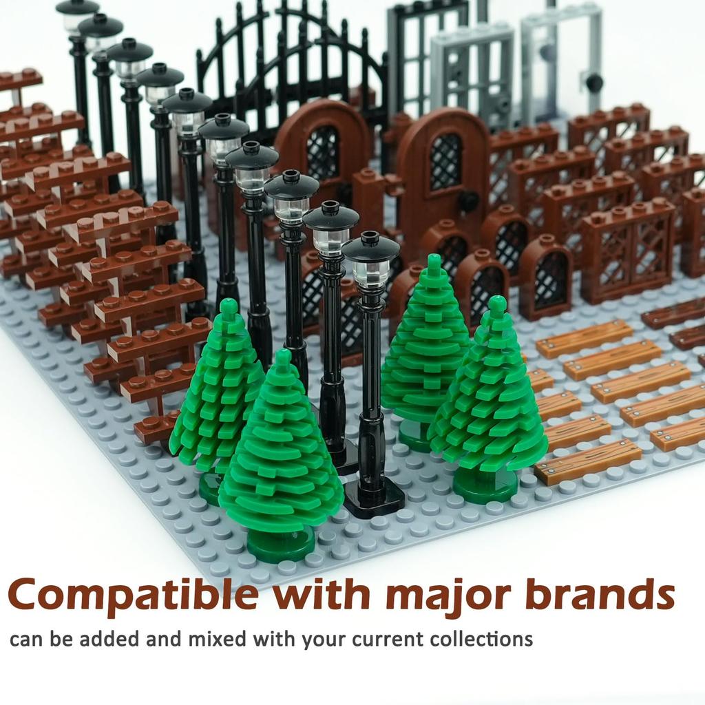 130 Windows, Doors, Streetlights, and Staircases, Building Block House Accessories, Compatible with Classic Building Blocks, for Kids Ages 6 and Up