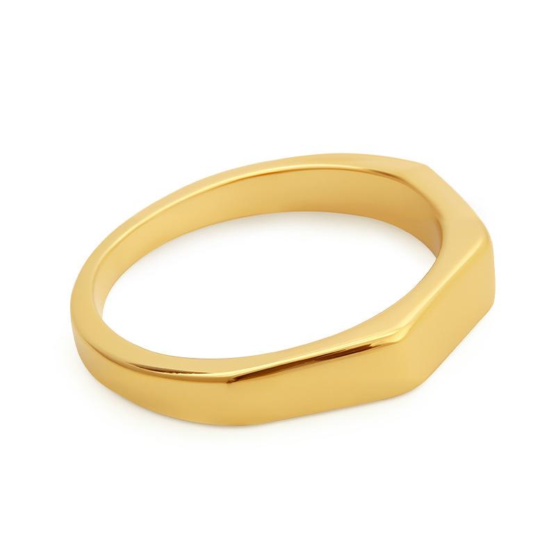 Explosive smooth rectangular ring can be engraved diagram seal copper gold-plated sculpture plain ring men and women