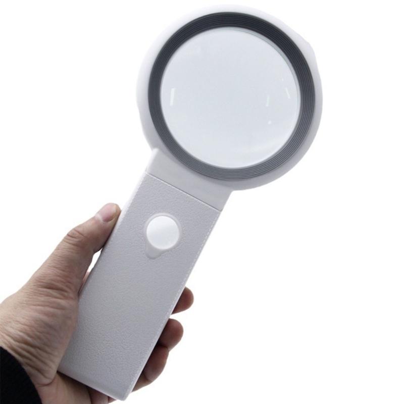 Große beleuchtete Lupe mit 18 LEDs, handgehalten, mit Ständer, zum Lesen, für Naharbeiten, Münzen, Schmuck, Makuladegeneration