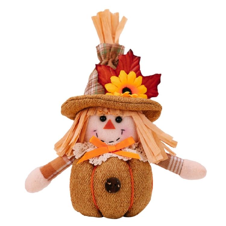 Flower and Leaf Autumn Scarecrow Plush Dolls Thanksgiving Harvest Holiday Hanging Ornament Decors for Home and Office