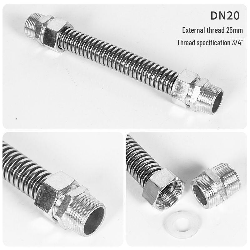 

Утолщенный гибкий шланг из нержавеющей стали - Взрывозащищенный, Двойная наружная резьба для систем ОВК