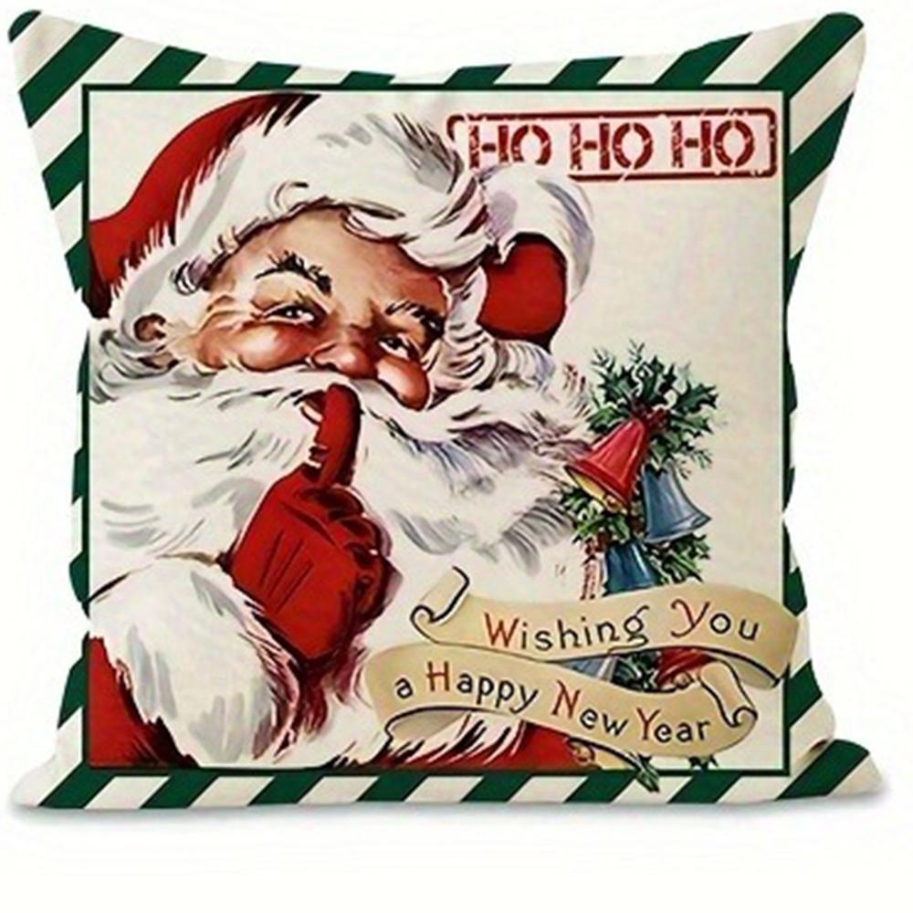 Christmas Theme Pillowcase Santa Claus Carriage Pillow Cover Suitable for Home Room Living Room Sofa Cushion Cover Gift