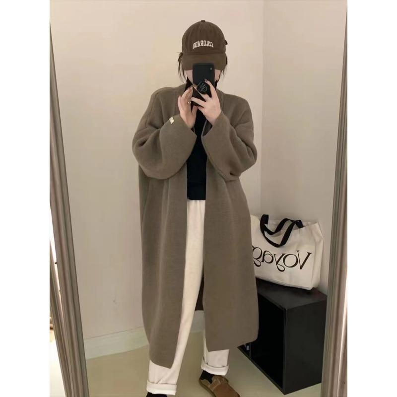 

Ленивый ветер свитер свободный вязаный кардиган длинный кардиган куртка женский осенне-зимний новый утолщенное пальто One Size