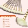 10/20/30 Professional Soft Facial Fan Brushes For Mask Mud Cream, Glycolic Peel & Makeup Application - Esthetician Tools With Champagne Finish