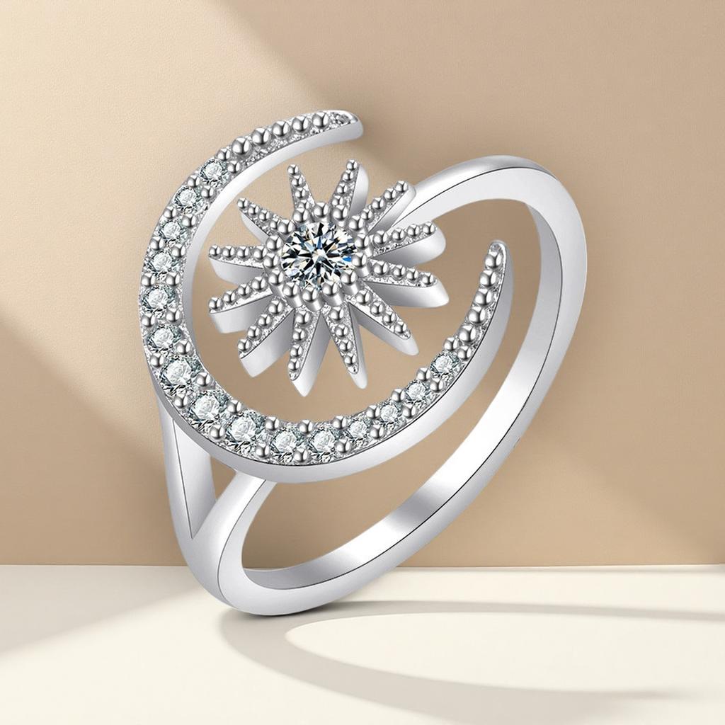 New Copper Ring 5A Zircon Stars Moons For Women Wedding Jewelry Engagement Charm Fashion High Quality Party Gifts