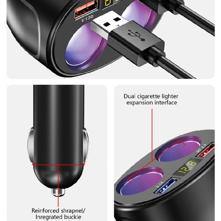 2-Steckdosen Zigarettenanzünder Splitter Doppel-USB-Adapter LED-Anzeige Auto-Ladeadapter USB-Auto-Ladeadapter