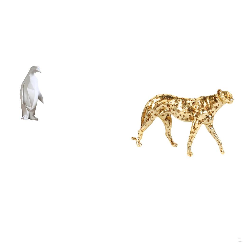Penguin Cheetah Resin Animal Sculpture Collectable Figurine Decorative Ornament Tabletop Centerpiece