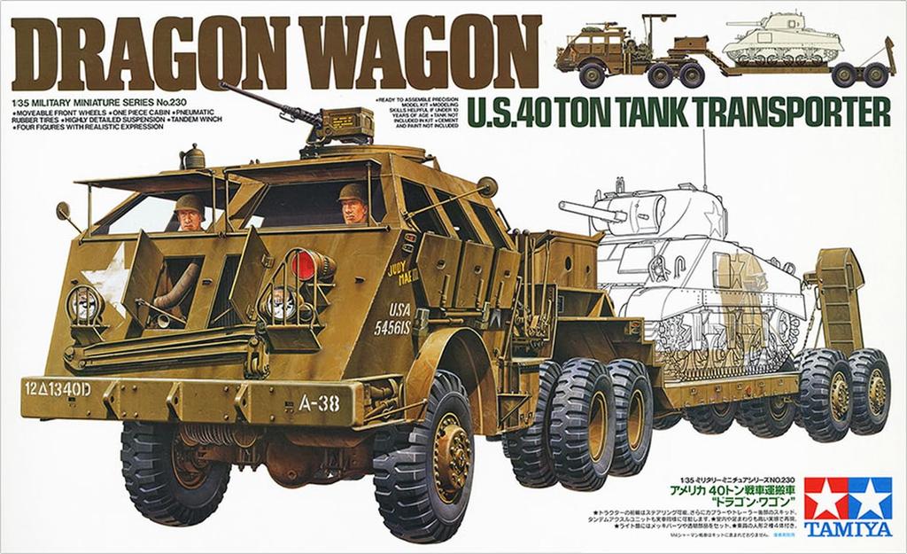 Tamiya Military Miniature Series 230 Army Tank Transporter Dragon Wagon Plastic Model 35230 Green 1/35 No. U.S. 40-Ton