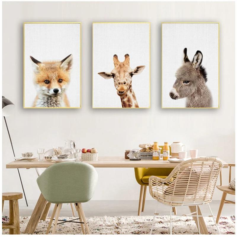 Giraffe Bunny Elephant Canvas Child Poster Nursery Wall Art Picture Print Forest Animal Painting Nordic Kid Baby Bedroom Decor