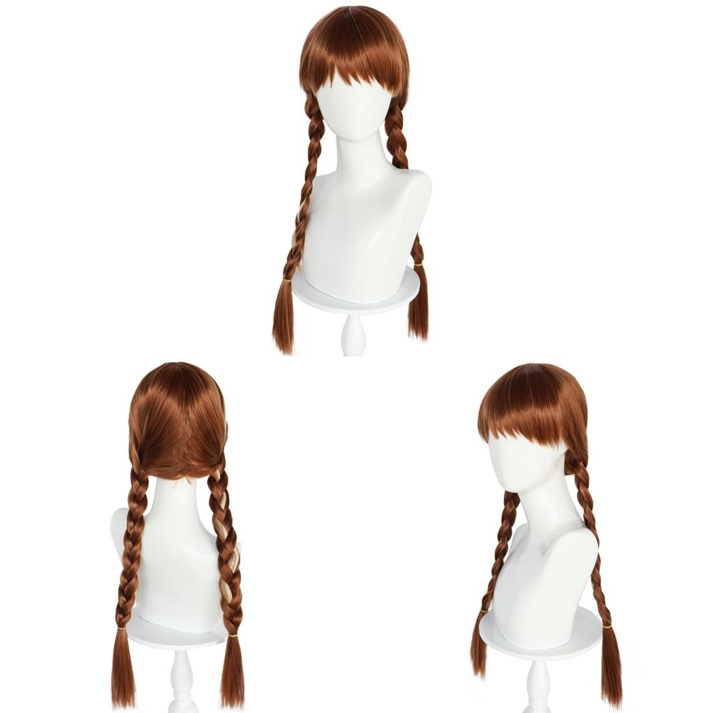 Disney Frozen Princess Anna Cosplay Wig With Double Braid And Bangs For Costume Parties