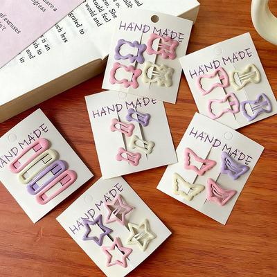 New Macaron Color Hair Clips - Cute Star & Heart Designs for Women and Girls