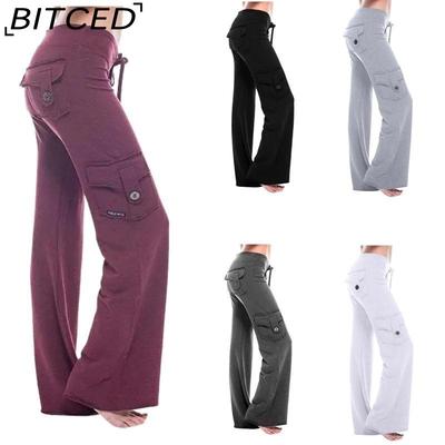 Pantalones y capris con estampado de color sólido informal a la moda para mujer