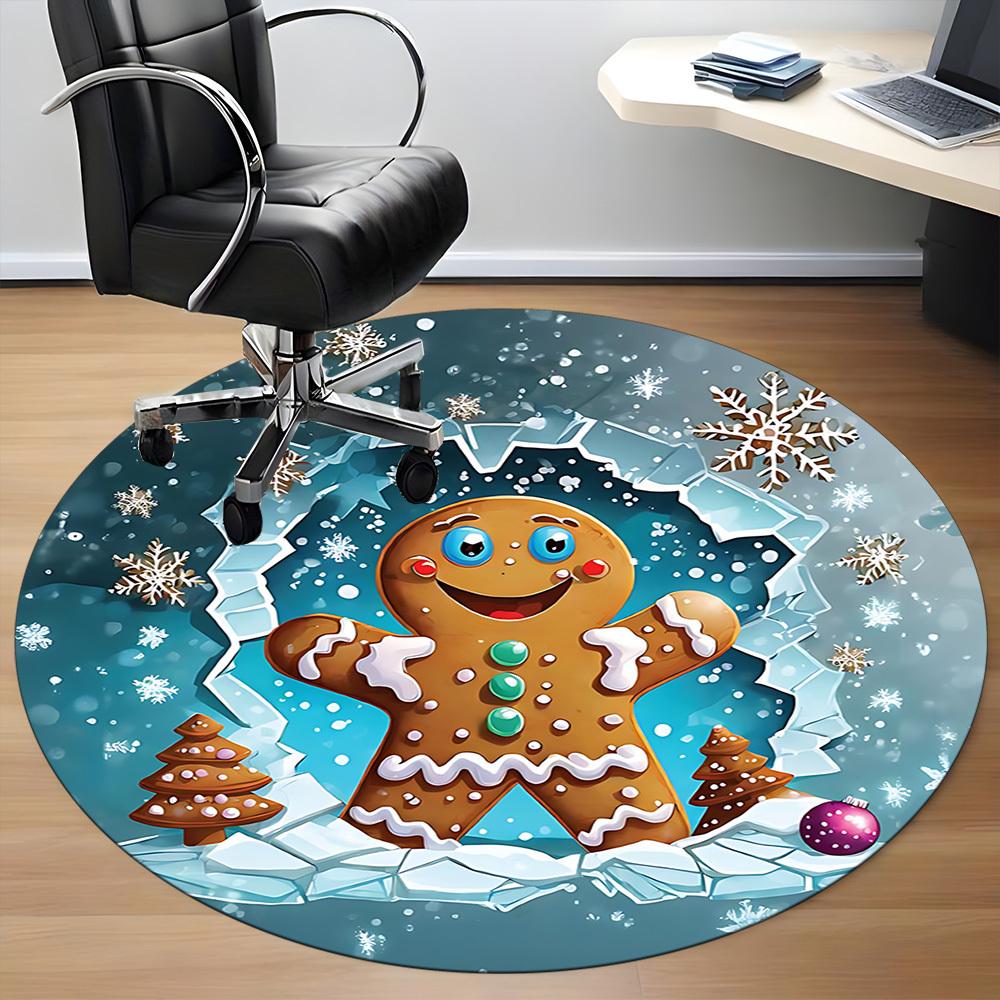 1PC Gingerbread Man Chair Carpet for Office, Indoor Non-Slip Washable Carpet, Soft Comfortable Mat For Office Room yy250930075
