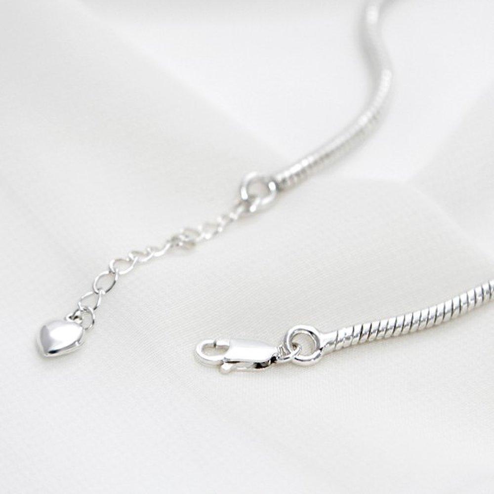 925 Silver Heart Snake Single Chain Layered Fashion Silver Bracelet
