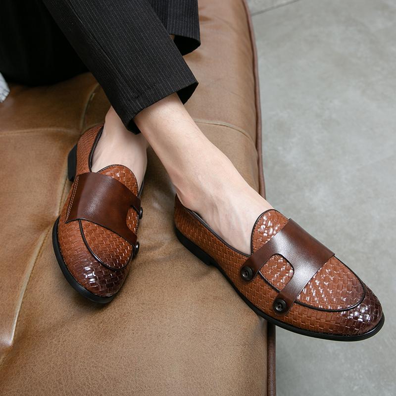 Men Loafers Street Style Brown Monks Formal Business Wedding Dress Prom Blazers Tuxedo Party Shoes Plus Size