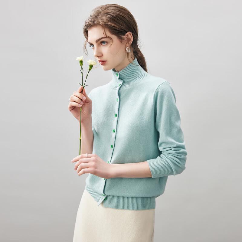 Komon Boka Women's Mock Neck Cashmere Cardigan