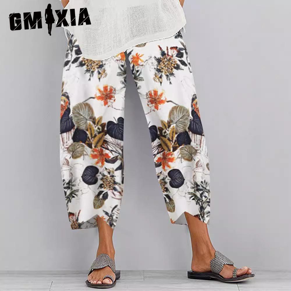 GMXIA Modne damskie spodnie i spodnie capri na co dzień w jednolitym kolorze