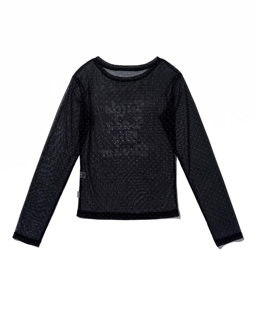 YOUHEE Rose Dot Mesh Long Sleeve_Black