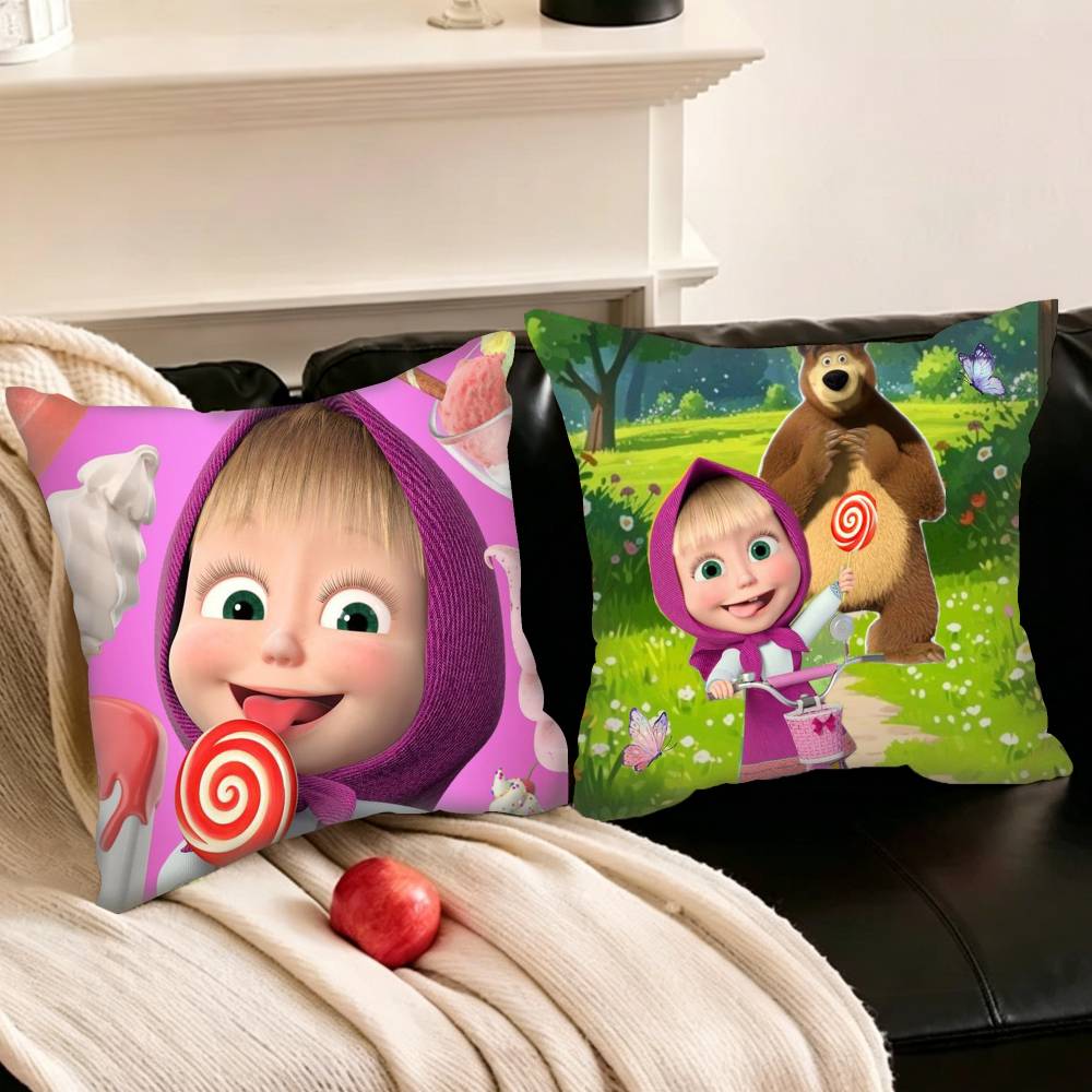 M-Masha And B-Bears-S Pillowcase For Sofa Room Office Decor Printing Protector Cushion Cover Valentine Gift Custom