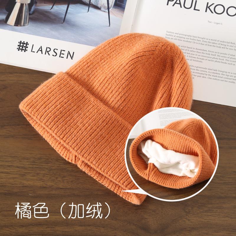 Women's autumn and winter solid-color, fleece-lined, warm knitted hat for outdoor activities, cycling, and cold weather protection, with ear flaps