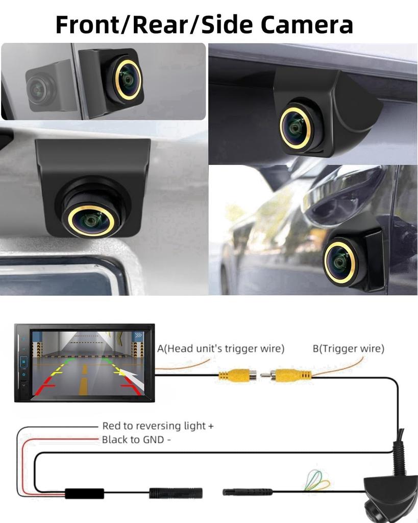 Suporte de Câmera Traseira Rotativa 360° Epronic Visão Dianteira e Traseira HD Câmera Traseira Noite