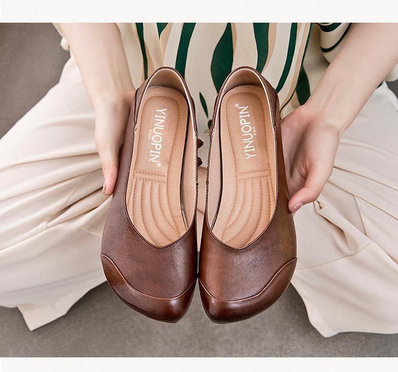 Single Shoes Female Spring Fall  Simple Wind Commuter Flat Bottom Square Head Shallow Mouth Casual Lazy Shoes  Foot Stirrups