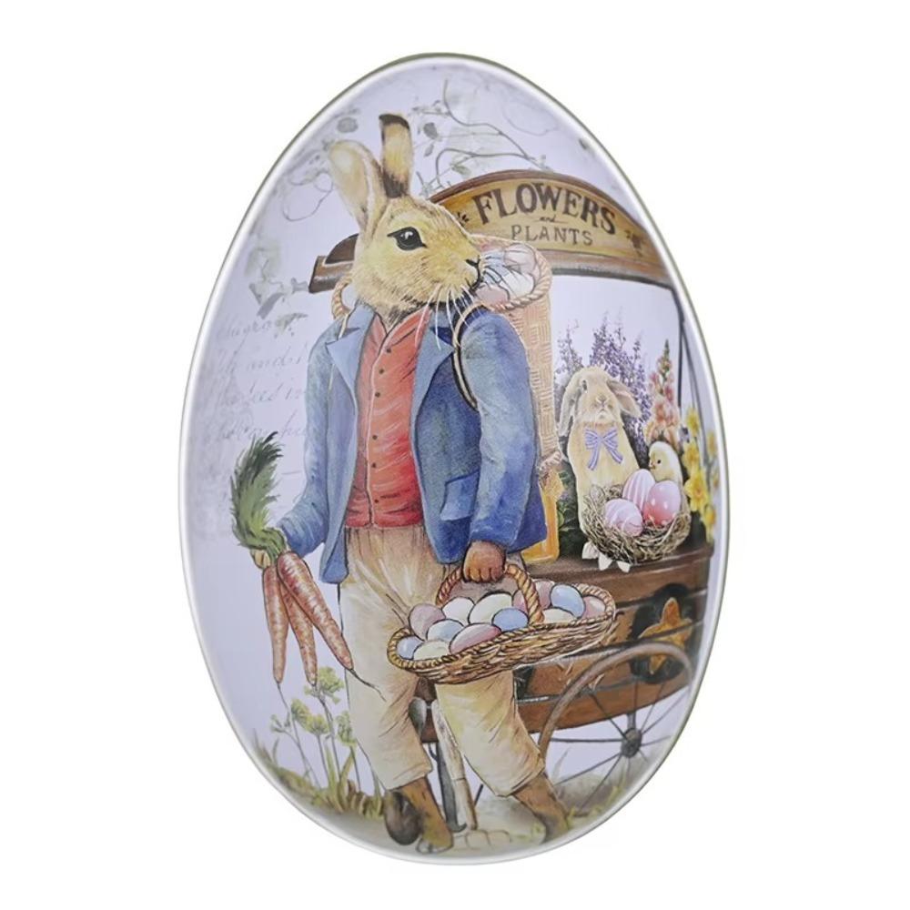 Painted Eggshel Packaging Candy Box Egg Shape Metal Tin Cans Fillable Tin Boxes  Party Accessory