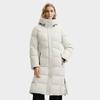 Fila White Minimalist Trendy Warm Long Hooded Down Jacket Women Outerwear F11W543910FWT