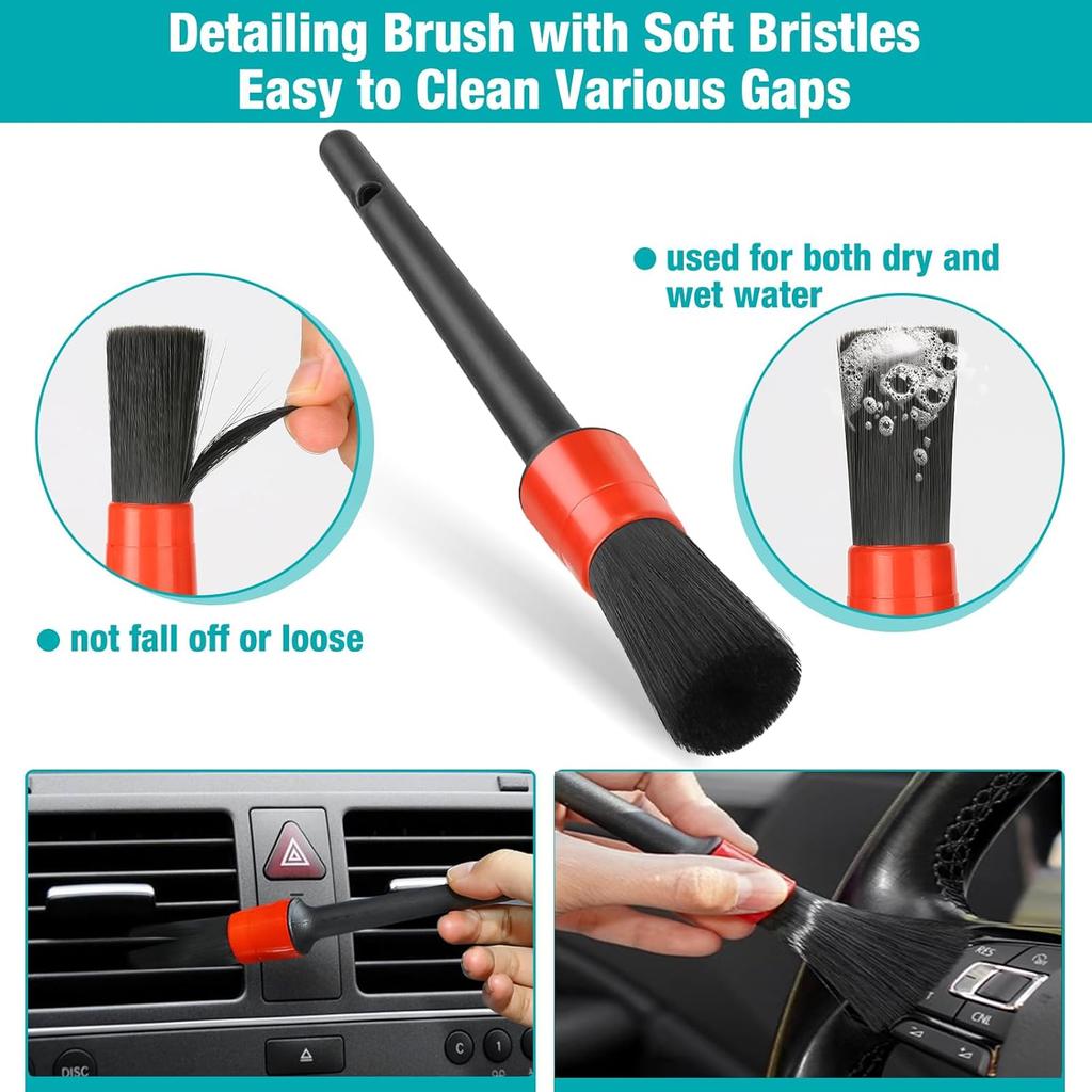 Luscinum Car Interior Duster Detailing Cleaning Gel Brushes Kit, Soft Dust Detail Crevice Brush Slime Putty Cleaner Accessories Tools For