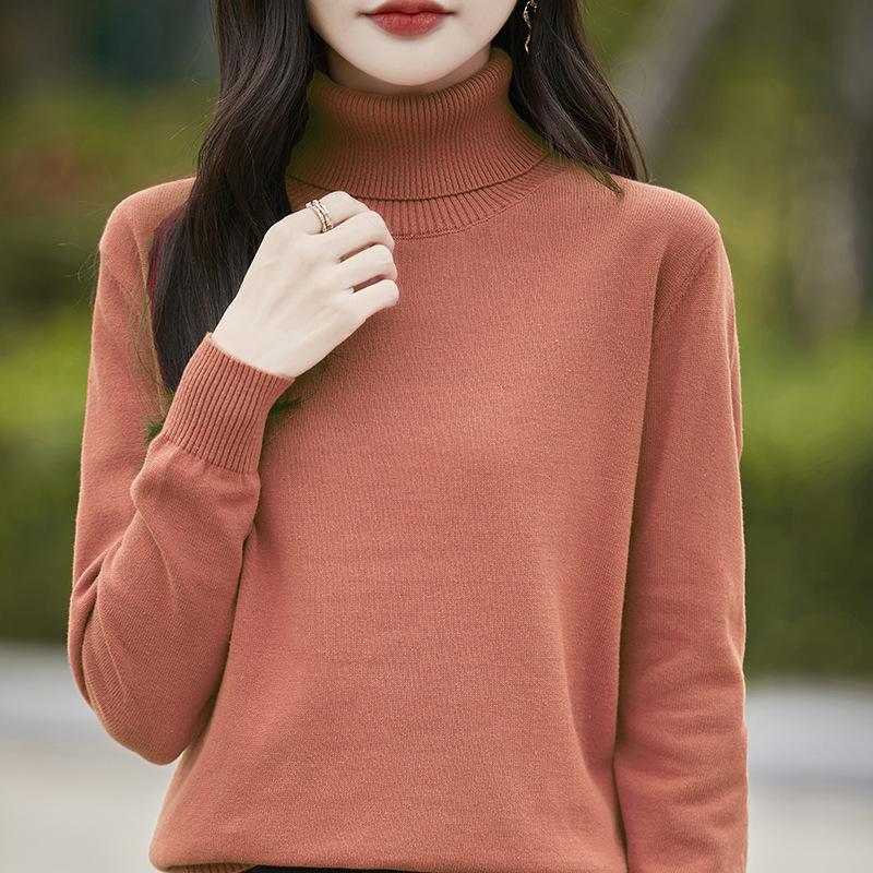 

Водолазка Женский свитер с длинными рукавами Женский свободный пуловер Повседневный и теплый Тонкий вязаный свитер one size розовый