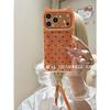 Cat Ear Flash Diamond Orange Polka Dot Double Layer, Suitable for Apple 17promax Mobile Phone Case 16pro/1514 Anti-drop Case.