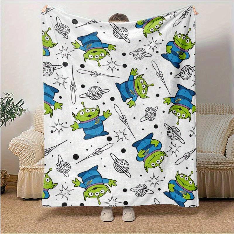 1pc Space Adventure Alien Blanket - Seasonal, Home Decor, Throw, Quilt, Soft Flannel Throw Blanket - Versatile & Cozy for Bedroom, Living Ro