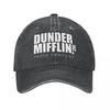 Classic Dunder Mifflin Logo Baseball Caps Men Women Distressed Denim Washed Sun Cap The Office Travel Adjustable Hats Cap