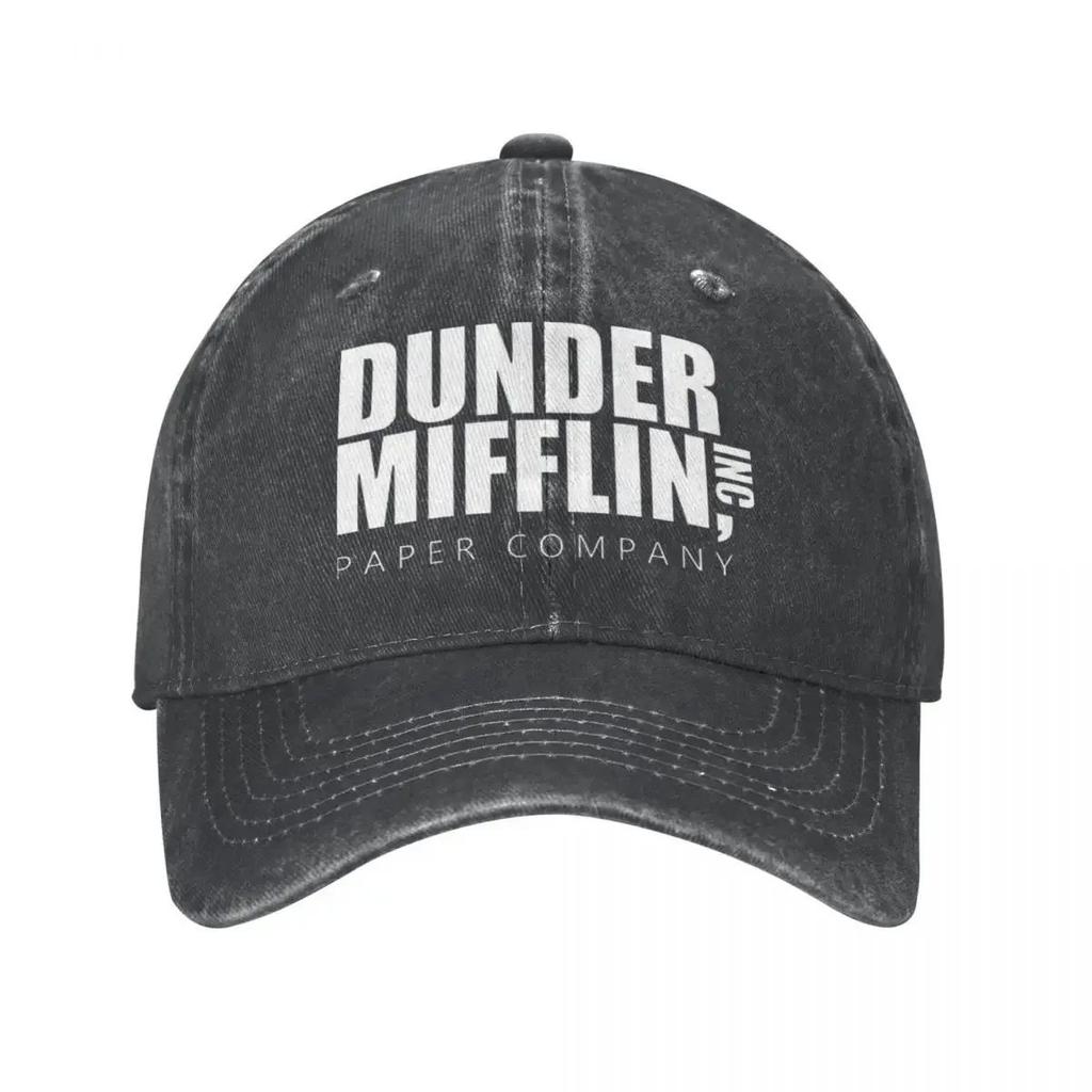 Classic Dunder Mifflin Logo Baseball Caps Men Women Distressed Denim Washed Sun Cap The Office Travel Adjustable Hats Cap