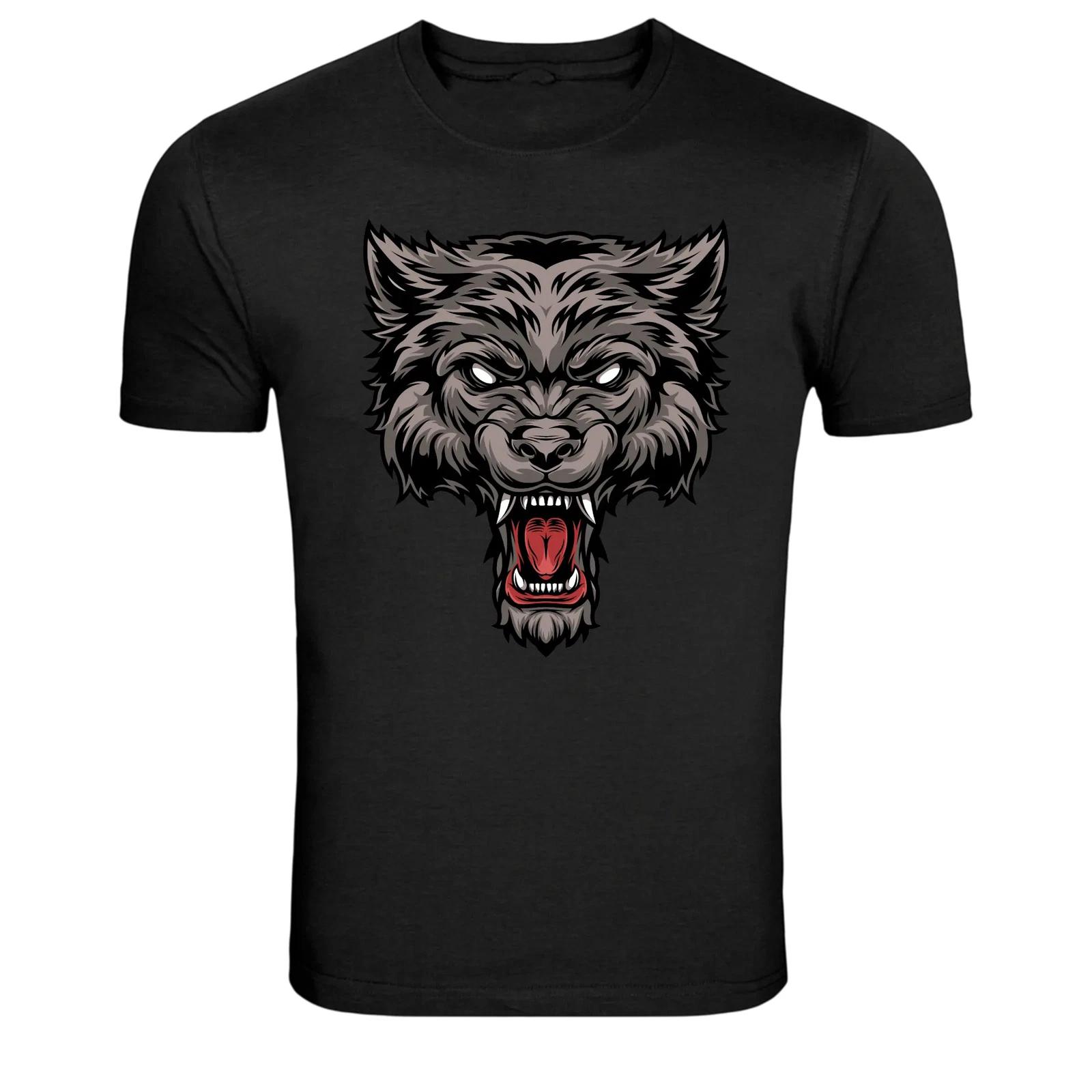 Angry Wolf Head Predator Beast Graphic T-Shirt S