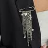 SHIXIN Multi-Layer Beaded Tassel Brooches Women Exquisite Heart Imitation Pearl Pendant Brooch Pin Versatile Clothing Accessory