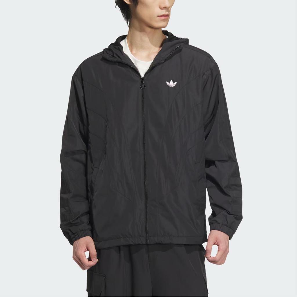 adidas Originals Atlanta Windbreaker Solid Color Zip Sports Hooded Jacket Men Jackets Black JD6392