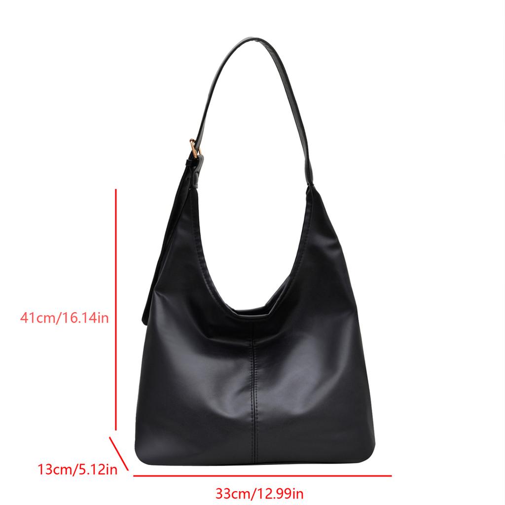 Retro Simple Women Stray Bag Large Capacity Solid Color Soft PU Leather Shoulder Bag for Commuting  Shopping